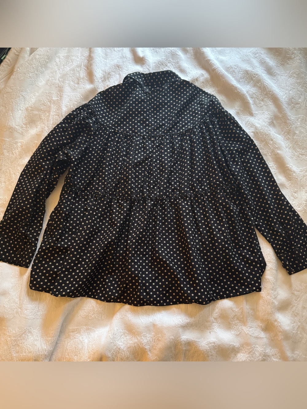 Matteau Black Organic Cotton and Silk Button-Up Polka Dot Blouse Size U.S. 6 - Picture 3 of 6
